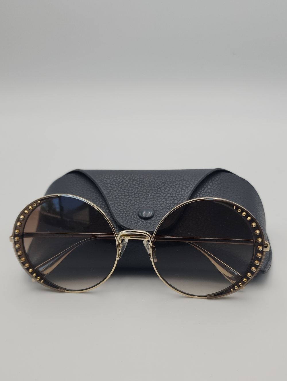 Alexander McQueen Round-Frame Metal Sunglasses Gold Women's Made in Italy
